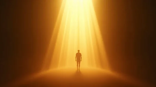 Une marque en transformation, passant de l'obscurité à la lumière, symbolisant la construction progressive de la notoriété