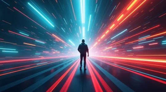 Illustration conceptuelle montrant un entrepreneur stratège activant plusieurs canaux simultanement pour l'acquisition de ses premiers clients