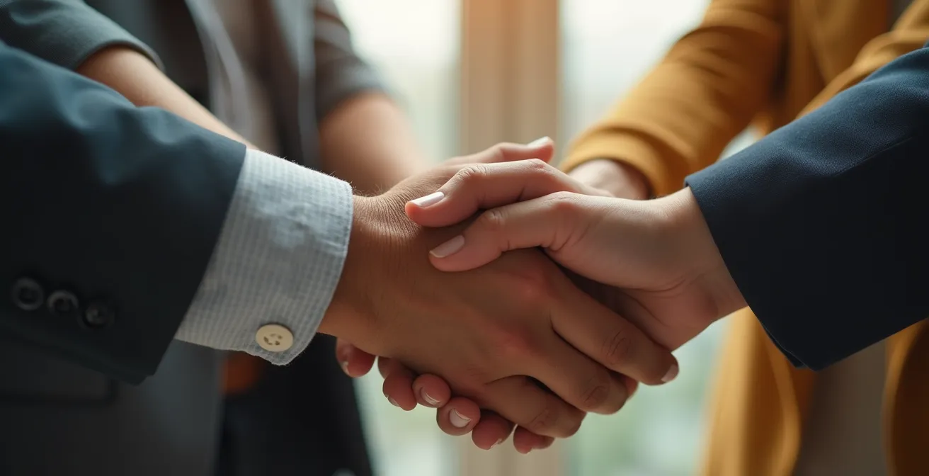 Équipe célébrant ensemble un succès dans un espace de travail moderne français