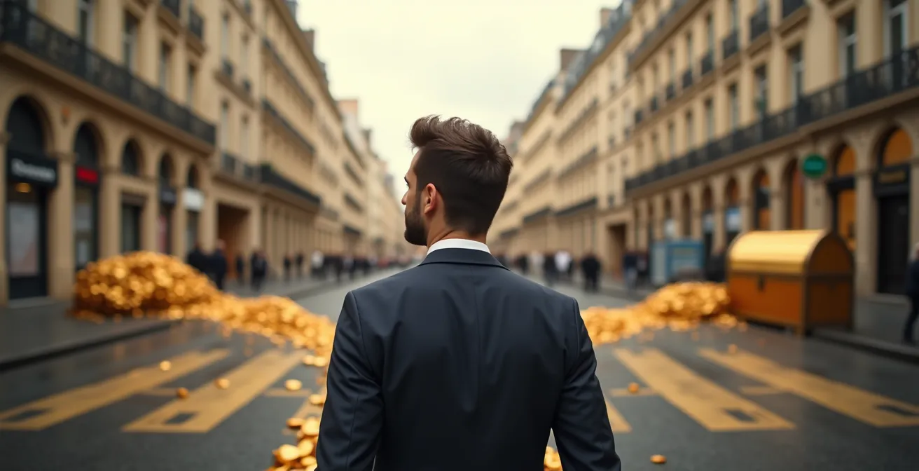 Représentation visuelle du dilemme entre maintien des allocations et capital pour un entrepreneur